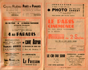 programme cinema à Perpignan 1946 recto