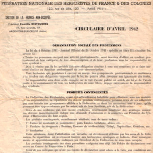 Fédération nationale des herboristes - 1942
