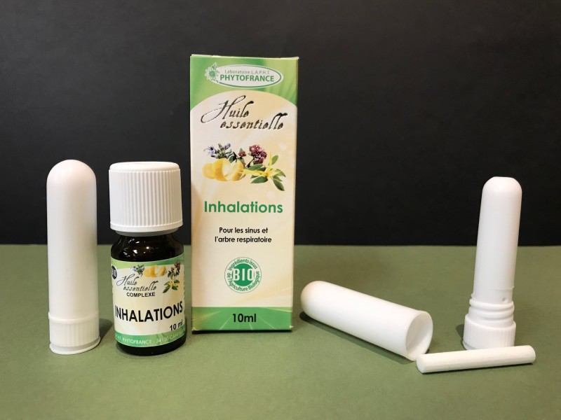 Pack inhalation : 1 synergie d'huiles essentielles et 2 bâtons inhalateurs  pour le nez