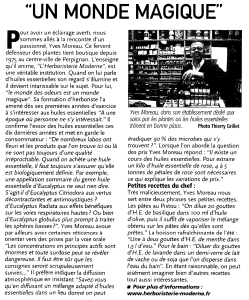 Article du Bol d'air, supplément du journal L'indépendant, sur l'Herboristerie Moderne
